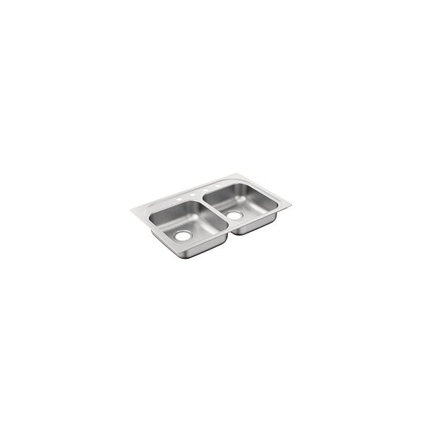 33"X22" Stainless Steel 20 Gauge Double Bowl Drop In Sink